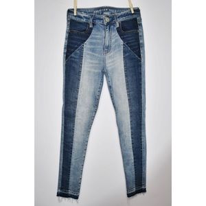 American Eagle split color denim jegging
